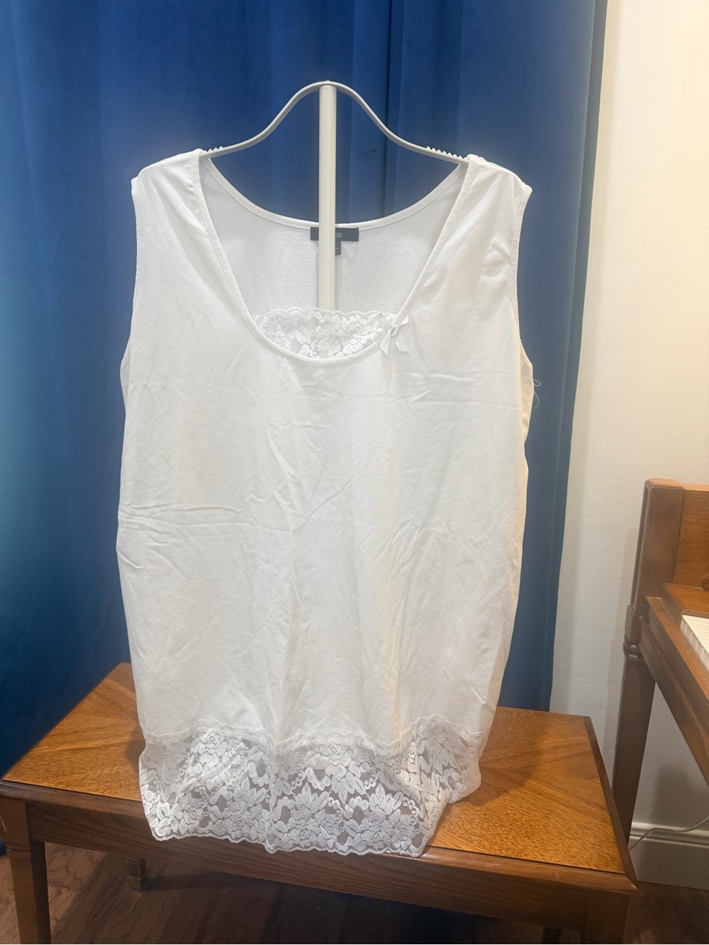 ellos White Lace-Trim Sleeveless Chemise Top